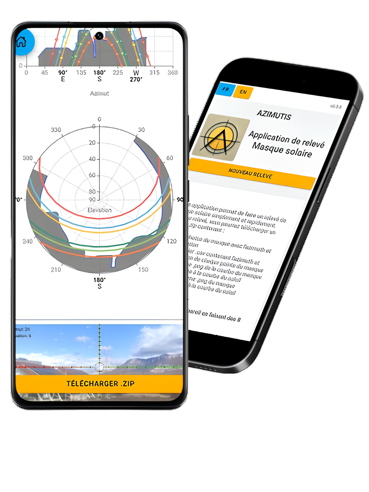 Screenshot of the Azimutis app showing a horizon profile survey